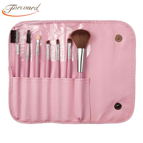 Professional 7 pcs Makeup Brush tools Make-up Toiletry Kit Wool Make Up Brush Case  ILML