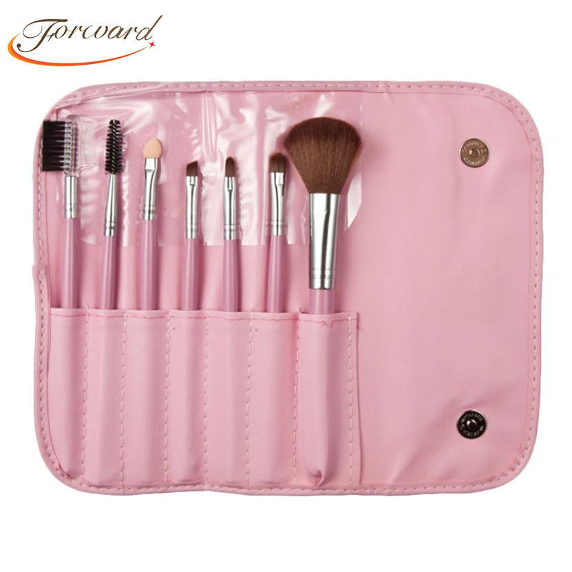 Professional 7 pcs Makeup Brush tools Make-up Toiletry Kit Wool Make Up Brush Case  ILML