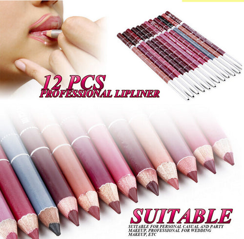 Professional Lipliner pencil Waterproof wooden blend Lip Liner Pencil 15CM 12 Colors Per makeup lipstick tool ILML