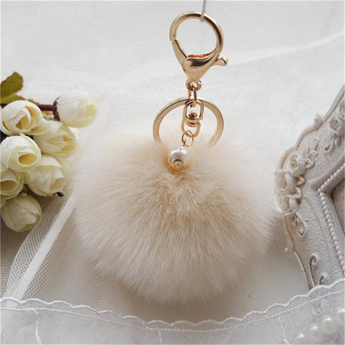 Rabbit Fur Ball Keychain Car Key Ring Chain Bag Plush Pendant Women bag USB wallet Shoulder bags Charm Key chain Gift ILML