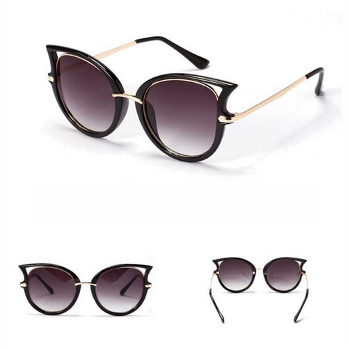 Retro Sunglasses Brand Designer Women Men Sunglasseetal Frame Golden Leg Cat Eye Shades Eyeglasses  ILML