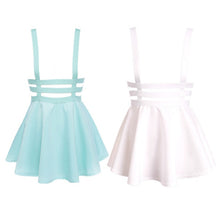 Retro Women Hollow Mini Skater Skirt Cute Suspender Clothes Straps High Waist Skirts  ILML