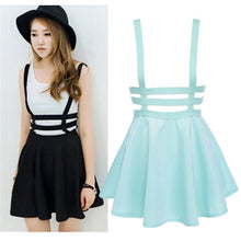 Retro Women Hollow Mini Skater Skirt Cute Suspender Clothes Straps High Waist Skirts  ILML
