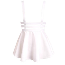 Retro Women Hollow Mini Skater Skirt Cute Suspender Clothes Straps High Waist Skirts  ILML