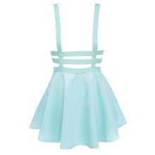 Retro Women Hollow Mini Skater Skirt Cute Suspender Clothes Straps High Waist Skirts  ILML