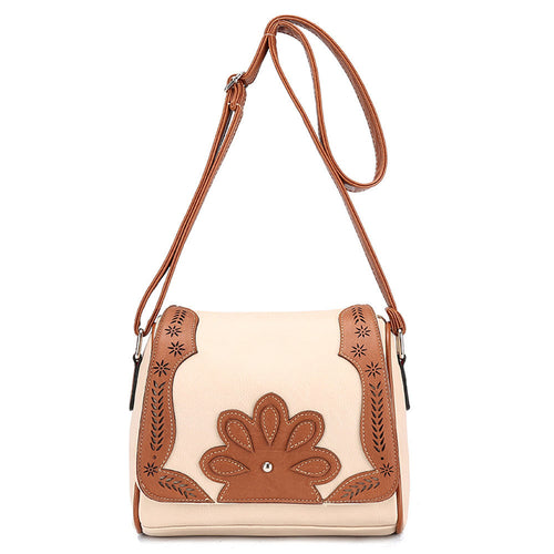 Retro Women's hbags Leather Hollow Floral pattern Tote Shoulder Crossbody Satchel Vintar ladies Messenger Bag  ILML