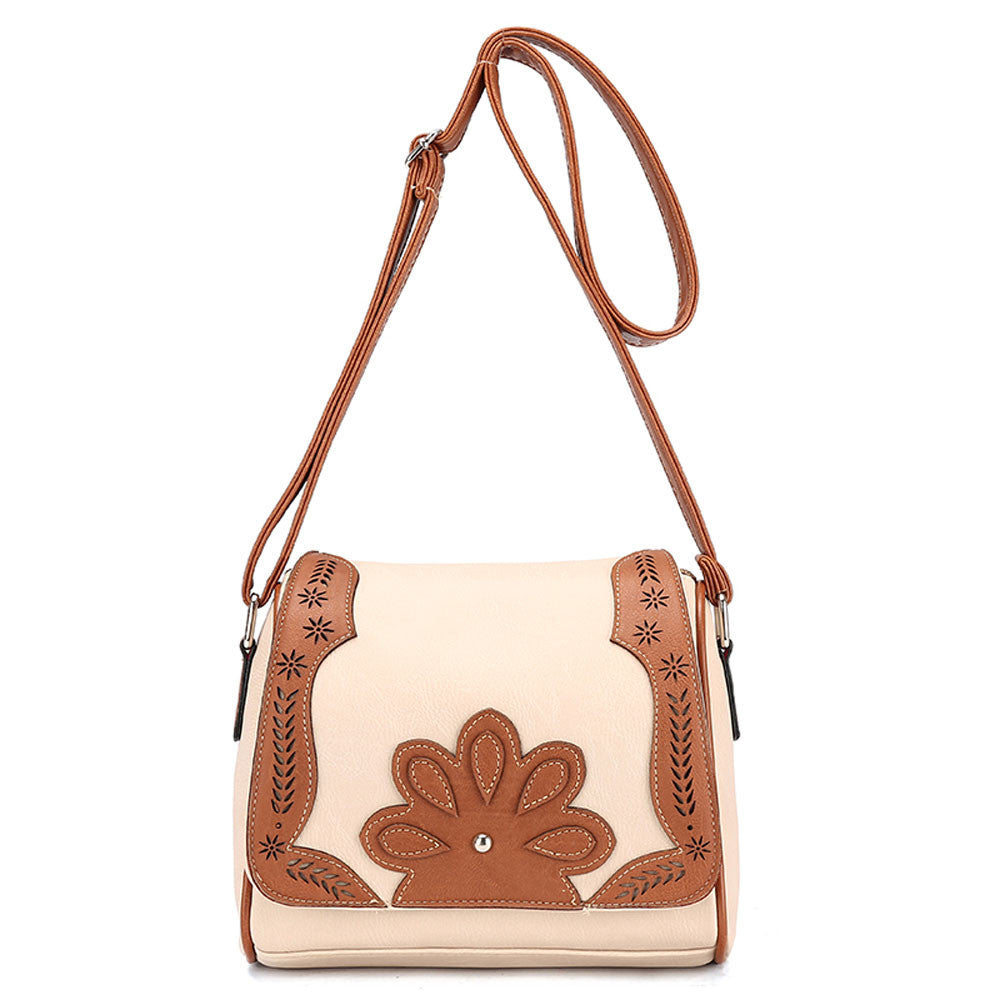 Retro Women's hbags Leather Hollow Floral pattern Tote Shoulder Crossbody Satchel Vintar ladies Messenger Bag  ILML