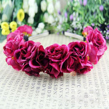 Rose Flower Crown Headbands for Women Wedding Festival Double Row Floral Garland Hairbands PY ILML
