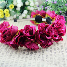 Rose Flower Crown Headbands for Women Wedding Festival Double Row Floral Garland Hairbands PY ILML