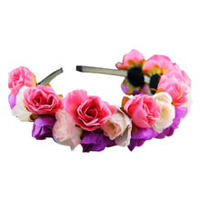 Rose Flower Crown Headbands for Women Wedding Festival Double Row Floral Garland Hairbands PY ILML