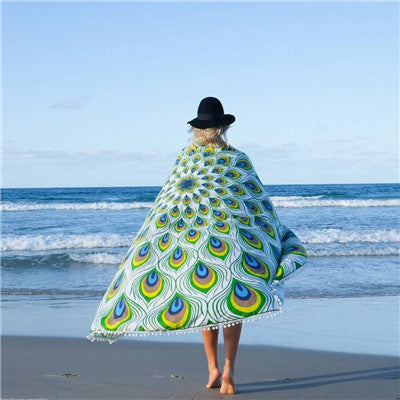 Round Beach Mat Hippie Tapestry Bikini Boho Women Scarf Luxury Neck Scarves Bohemian Mala Throw Stole Wrap Stole ILML