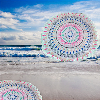 Round Beach Tapestry Beach Mat Bikini Boho Women Scarf Luxury Neck Shawls Scarves Stole Bohemian Mala Wrap Stoles ILML
