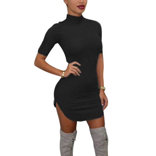 Sexy Bandage Bodycon Dress Short Sleeve Women Evening Party Back Zipper Dresseini Free Style Ladies Cloth ILML