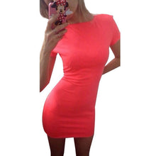 Sexy Casual Women Bodycon Dresses Ladies Short Sleeve Slim Solid Color Mini Dress ILML
