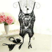 Sexy Lingerie Women Lace Corset DressHandcuffThongs Sleepwear Erotic Lingerie M-XXXL ILML