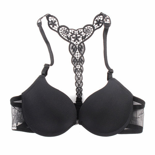 Sexy Push Up Bras for Women Front Closure Lace Racer Back Racerback Bra Smooth 32-36B PY4 Y3 ILML