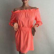 Sexy Beach Chiffon Belt Sashes Dress Candy Colors Slash Neck Long sleeve Woman Night Club Party Dresses Vestidos Robes ILML