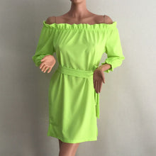 Sexy Beach Chiffon Belt Sashes Dress Candy Colors Slash Neck Long sleeve Woman Night Club Party Dresses Vestidos Robes ILML