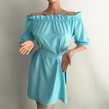Sexy Beach Chiffon Belt Sashes Dress Candy Colors Slash Neck Long sleeve Woman Night Club Party Dresses Vestidos Robes ILML