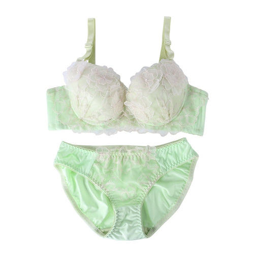 Sexy Women Embroidery lace Lingerie Push Up Bra and Panty Sets Brassiere Underwear ILML