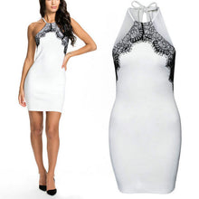 Sexy Women Floral Halter Ball Club Party Gowns Evening Short Mini Dress White  ILML