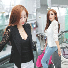 Sexy Women Jacket Coat Long Sleeve Lace Crochet Small jacket Blouse casaco feminino Coats Outwear  ILML
