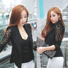 Sexy Women Jacket Coat Long Sleeve Lace Crochet Small jacket Blouse casaco feminino Coats Outwear  ILML