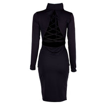 Sexy Women Long Sleeve Backless Dress Bandage Bodycon Cocktail Club Party Knee Dresses ILML