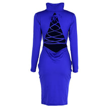 Sexy Women Long Sleeve Backless Dress Bandage Bodycon Cocktail Club Party Knee Dresses ILML