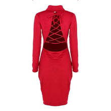 Sexy Women Long Sleeve Backless Dress Bandage Bodycon Cocktail Club Party Knee Dresses ILML