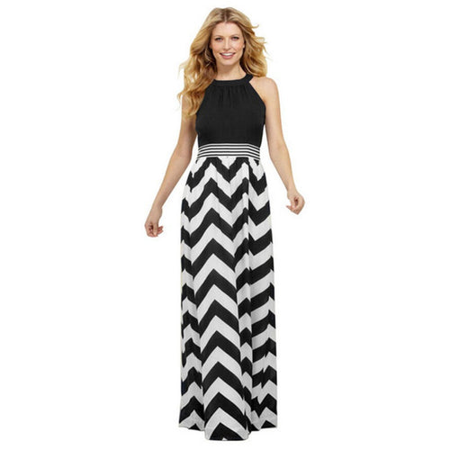 Sexy Women Striped Long Maxi Dress Ladies Boho Beach Elegant Sundress Dresses LE3 ILML