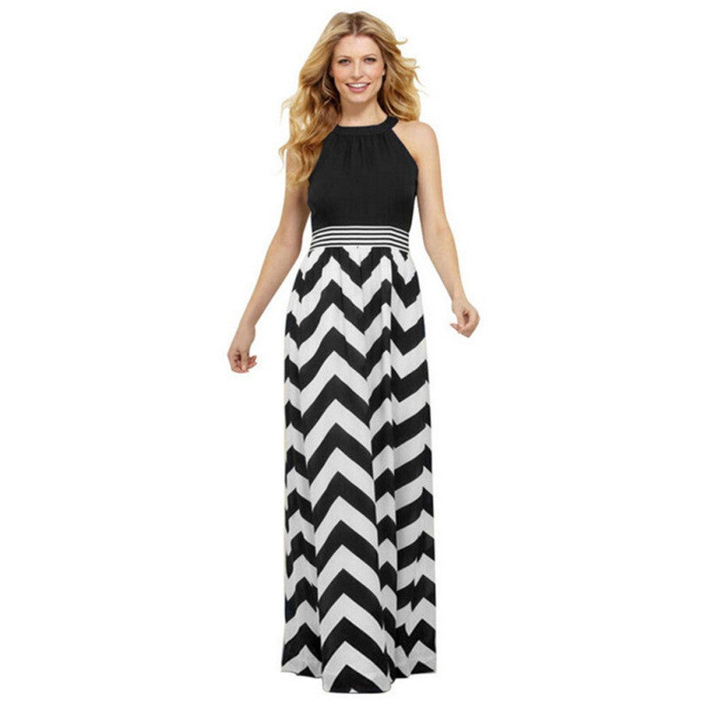 Sexy Women Striped Long Maxi Dress Ladies Boho Beach Elegant Sundress Dresses LE3 ILML