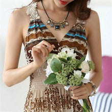 Sexy Women Floral V Neck Bodycon Beach Dress Boho Bohemia Maxi Long Dresses  ILML