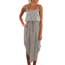 Sexy Women Halter Strap Long Dress Casual Bohemian Irregular Beach Maxi Dresses ILML