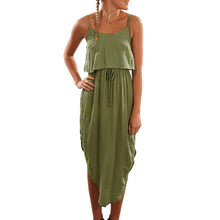 Sexy Women Halter Strap Long Dress Casual Bohemian Irregular Beach Maxi Dresses ILML