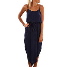 Sexy Women Halter Strap Long Dress Casual Bohemian Irregular Beach Maxi Dresses ILML