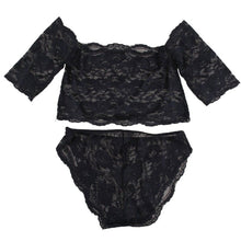 Sexy Women's Black Thin Lace Bra Tops  Panty Underwear Sets Breathable Hollow Out Crop Tops ILML