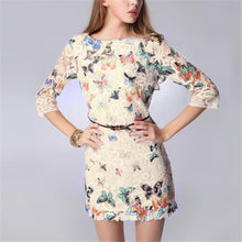 Sexy Women's Crewneck Floral Butterfly Lace Causal Short Mini Party Dress ILML