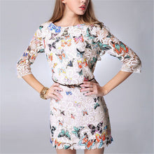 Sexy Women's Crewneck Floral Butterfly Lace Causal Short Mini Party Dress ILML