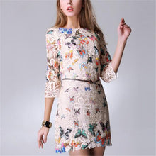 Sexy Women's Crewneck Floral Butterfly Lace Causal Short Mini Party Dress ILML