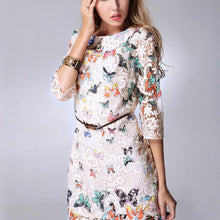 Sexy Women's Crewneck Floral Butterfly Lace Causal Short Mini Party Dress ILML