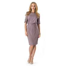 Sexy Women's Elegant Wear to Work Party Dress Round Neck Straight Formal Club Dresses With Belt ILML