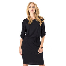 Sexy Women's Elegant Wear to Work Party Dress Round Neck Straight Formal Club Dresses With Belt ILML