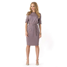 Sexy Women's Elegant Wear to Work Party Dress Round Neck Straight Formal Club Dresses With Belt ILML