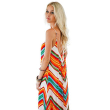 Sexy Womens Loose Striped Long Maxi Boho Evening Party Dress Chiffon Beach Dresses ILML