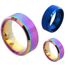 Stainless Steel 8mm Ring Band Colorful Blue Ring Men Women Design Wedding Matte Ring ILML