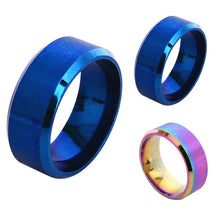 Stainless Steel 8mm Ring Band Colorful Blue Ring Men Women Design Wedding Matte Ring ILML