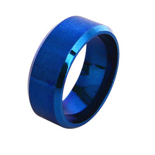 Stainless Steel 8mm Ring Band Colorful Blue Ring Men Women Design Wedding Matte Ring ILML