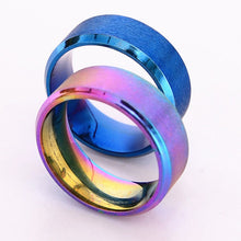 Stainless Steel 8mm Ring Band Colorful Blue Ring Men Women Design Wedding Matte Ring ILML