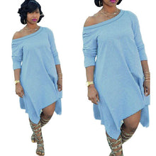 Boho Dress Sexy Women Oblique Irregular Loose dress Beach Dresses L4 ILML